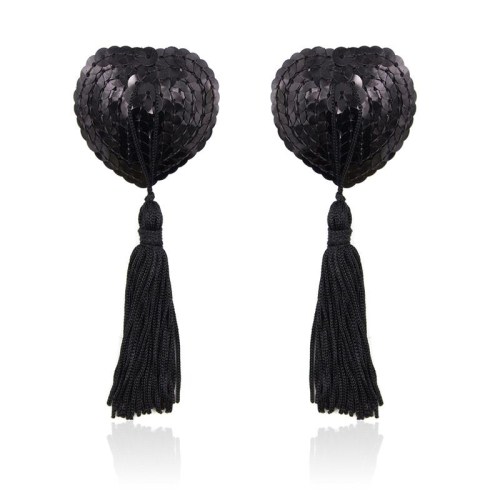 self-adhesive-heart-sequin-nipple-cover-with-tassel-black